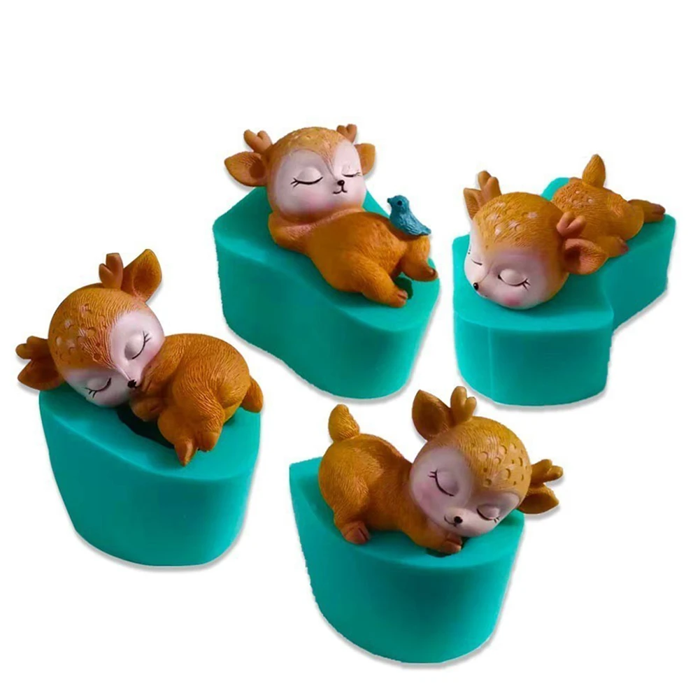 

Sika Deer Chocolate Silicone Mold For Creative 3D Fawns Christmas Candle Soap Making Animal Clay Cake Decorative Tools Mastic