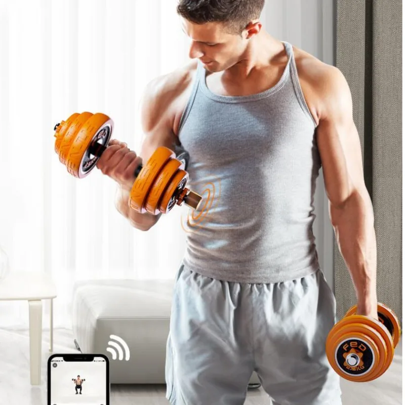 

Intelligent real-time monitoring home sport equipment safety double nut electroplated dumbbell adjustable weight fitness device