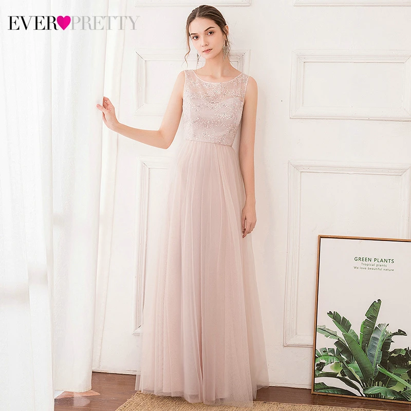 Элегантные розовые вечерние платья Ever Pretty A Line без рукавов с блестками кружевное