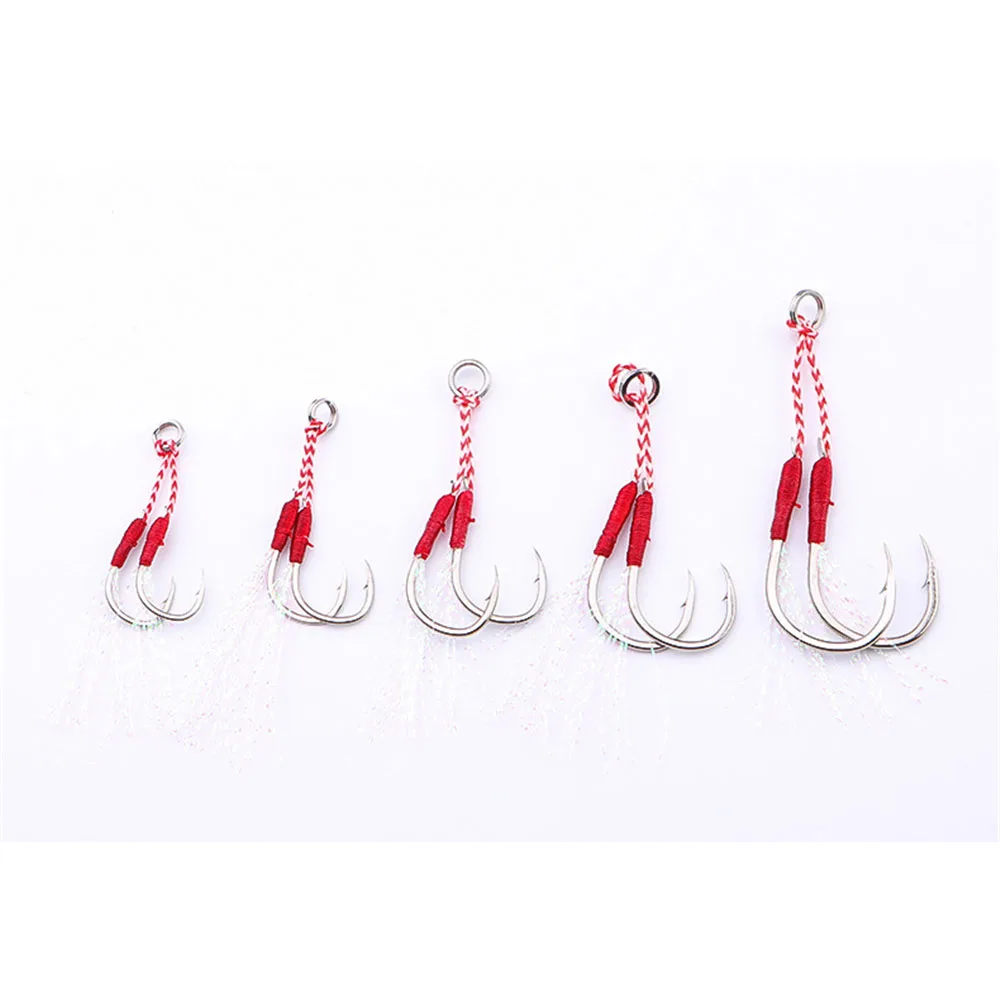 10 шт. двойной крючок с зазубринами для крючков вспомогательный рыбалки перьями