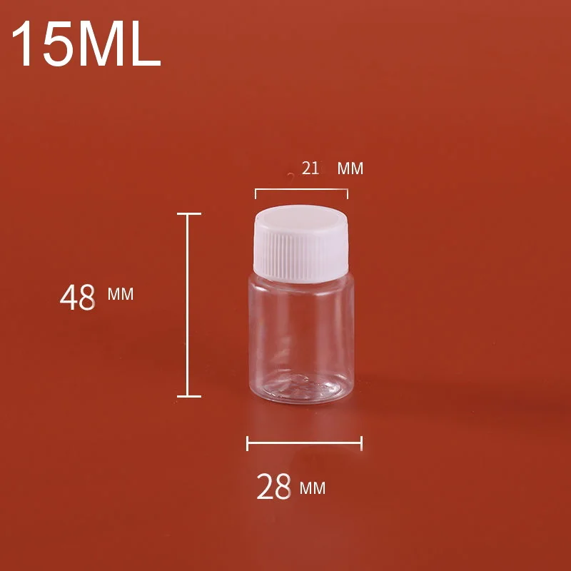 

15/200ML 20PCS Transparent Plastic Small Storage Bottle Medicine Apothecary Liquid Weeds Sealed Sample Jars With Lid Container
