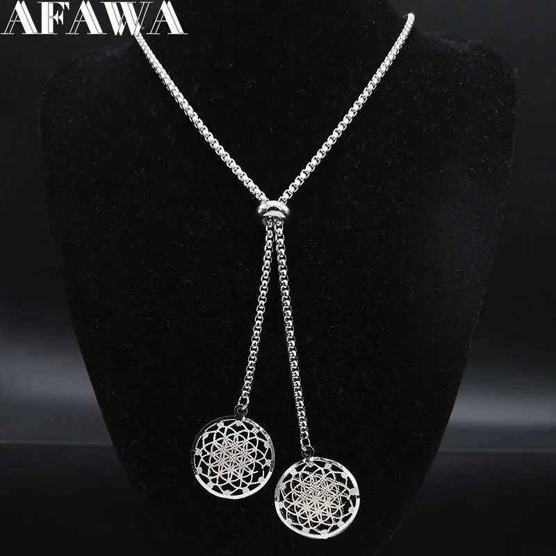 Женское длинное ожерелье из нержавеющей стали серебряное рождественский