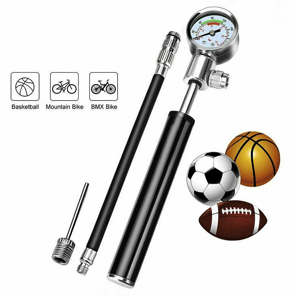 Портативный велосипедный насос с манометром 210 PSI ручной Presta и Schrader Ball дорожные