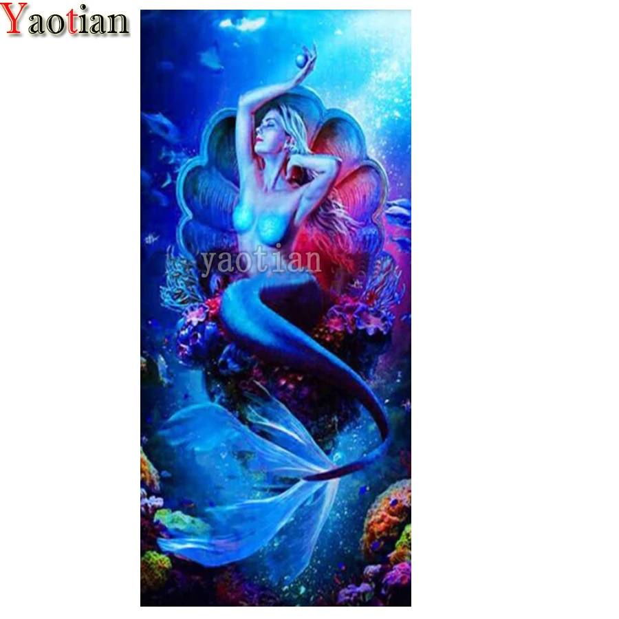 

Алмазная мозаика, вышивка крестиком, Набор для вышивки крестиком, Русалка, рыба, океан, алмазная живопись 5D, квадратная вышивка, ручная работ...