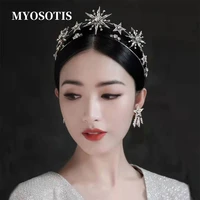 luxury bridal hair jewelry star headpieces crown rhinestones crystal headbands tiaras brides girls headwear wedding accessories