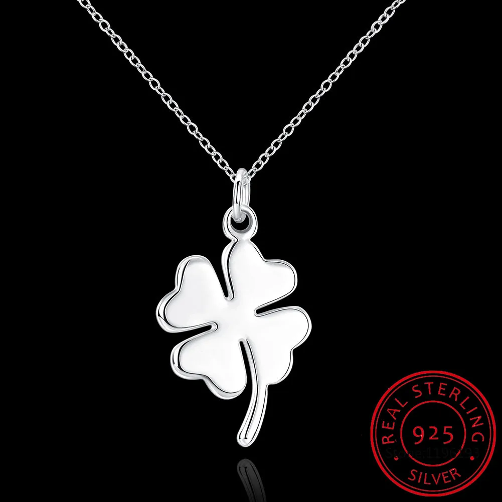Подлинное 925 пробы серебро Клевер четырехлистник очарование Цепочки и ожерелья