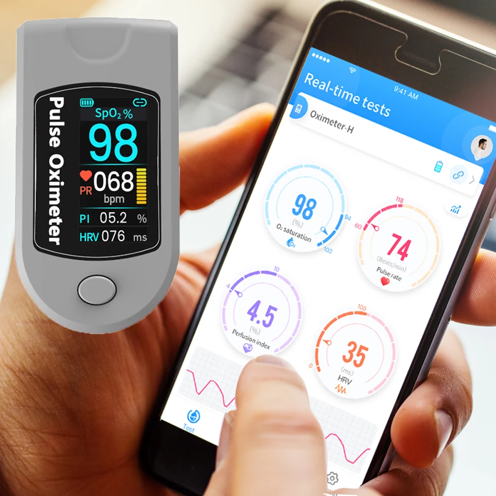 Пульсоксиметр на палец Bluetooth 4 0 HRV профессиональный измеритель насыщения крови