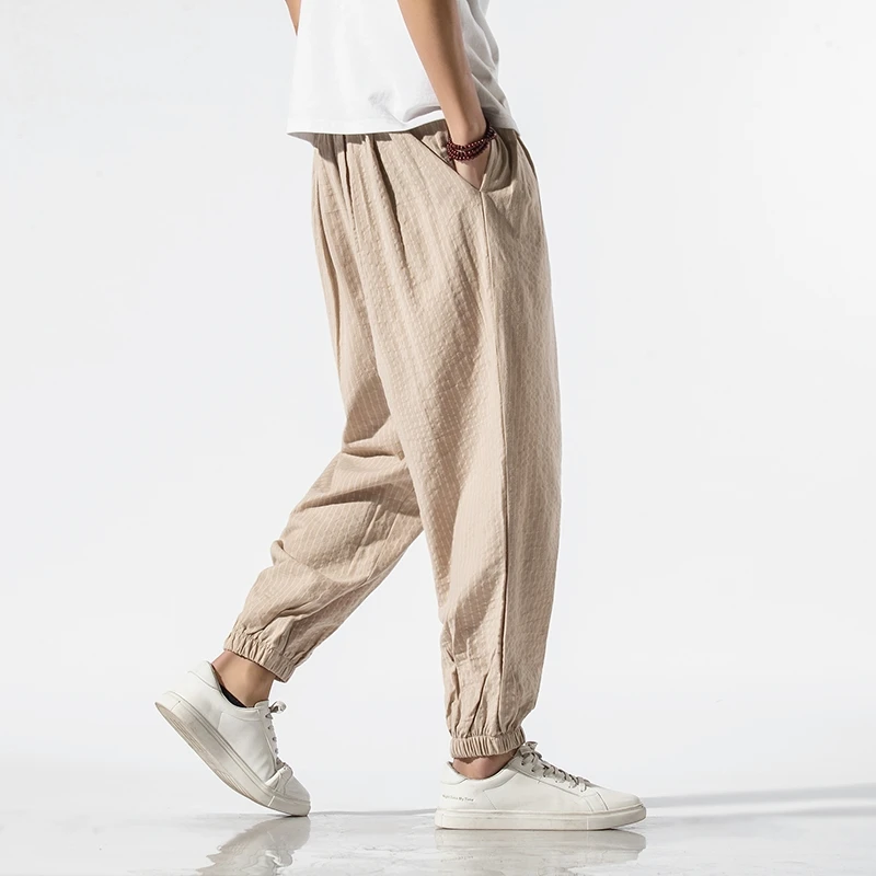 

Casual Men's Harem Pants 2021 Summer New Style Korean Style Fashion Striped Loose High quality Hiphop Men's Cotton Joggers Pants