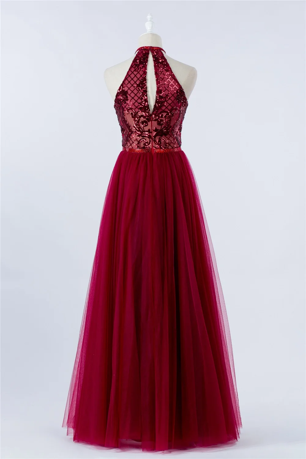 

deep claret tulle lace slee Evening Dress 2021 new A-line Beading luckgirls Ruched Customizable fashion prom dress Mocini Tailor