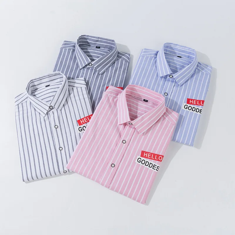 

Men's Business Striped Short-sleeved Long-sleeved Shirt Classic English Letter Printing Design Fashion Men's Office Work Clothes