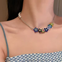 colorful acrylic daisy flower pearl chokers necklaces for women bohemian necklace candy color trendy jewelry 2021 christmas gift