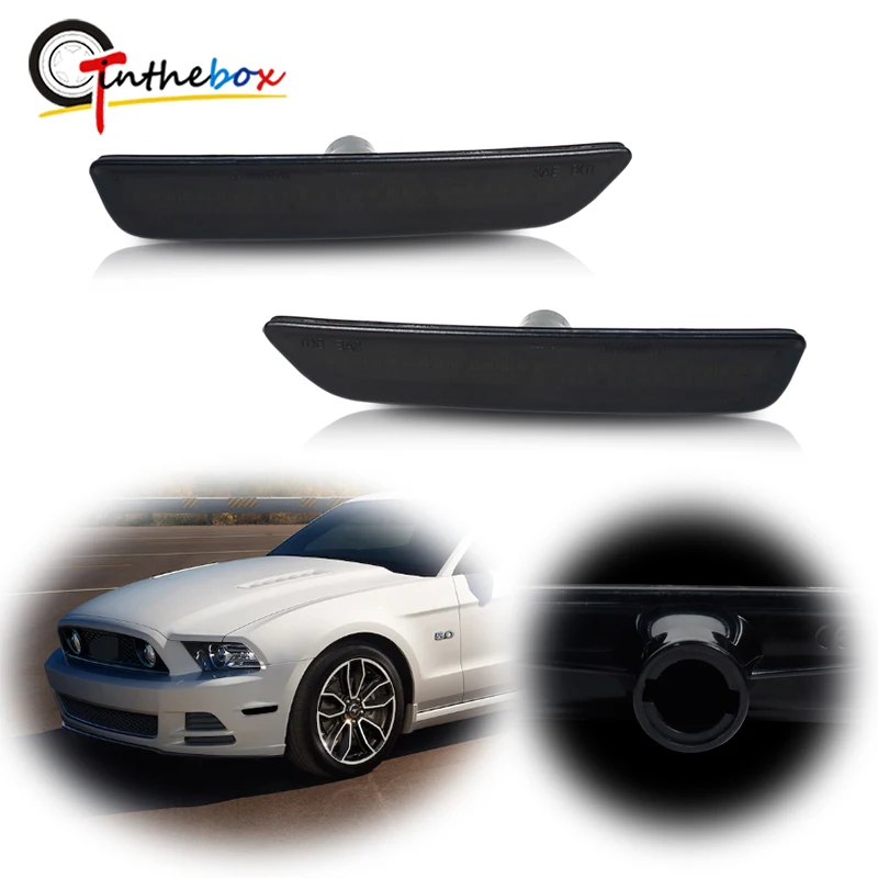 

Gtinthebox 2PCS Smoked /Clear Lens Car Front Bumper Side Marker Light Cover Housings For 2010-2014 Ford Mustang, No Bulb/Socket