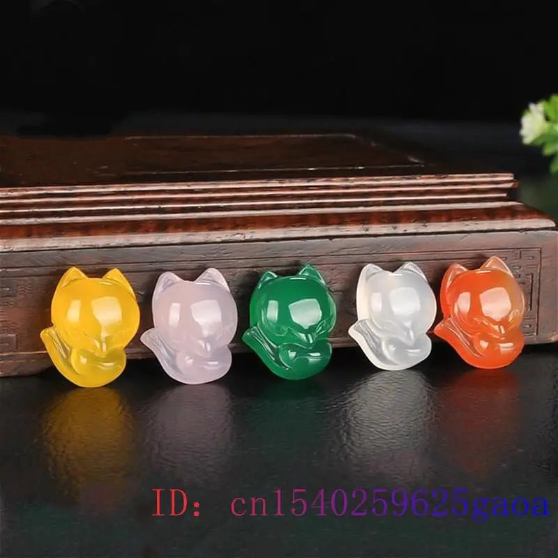 

Jade Fox Pendant Charm Jewelry Women Fashion Carved Necklace Gifts Chalcedony Natural
