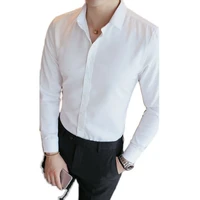 fashion white shirt new solid color long sleeve dress men bottoming slim fit mens mens shirts casual brand clothing