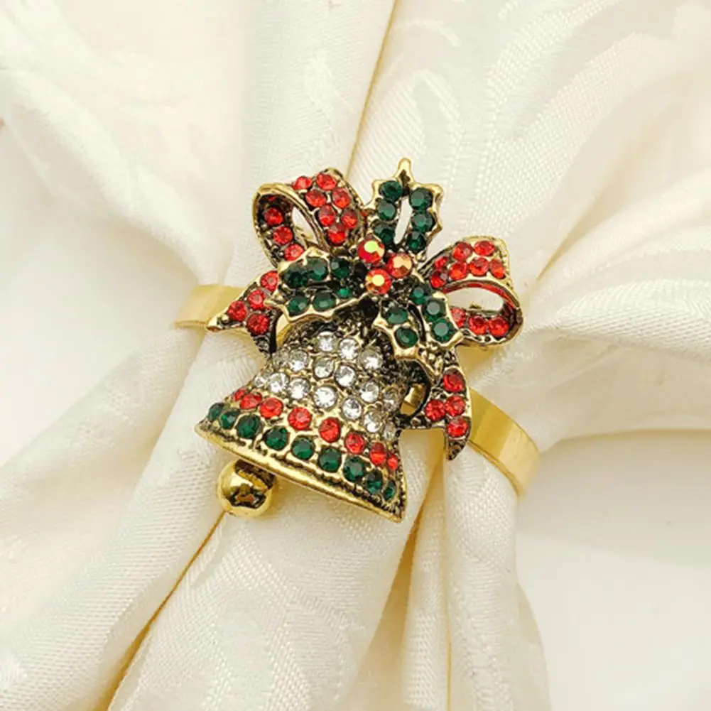 Пряжка для салфеток Отель Рождественские сани колокольчики Стразы Золотые