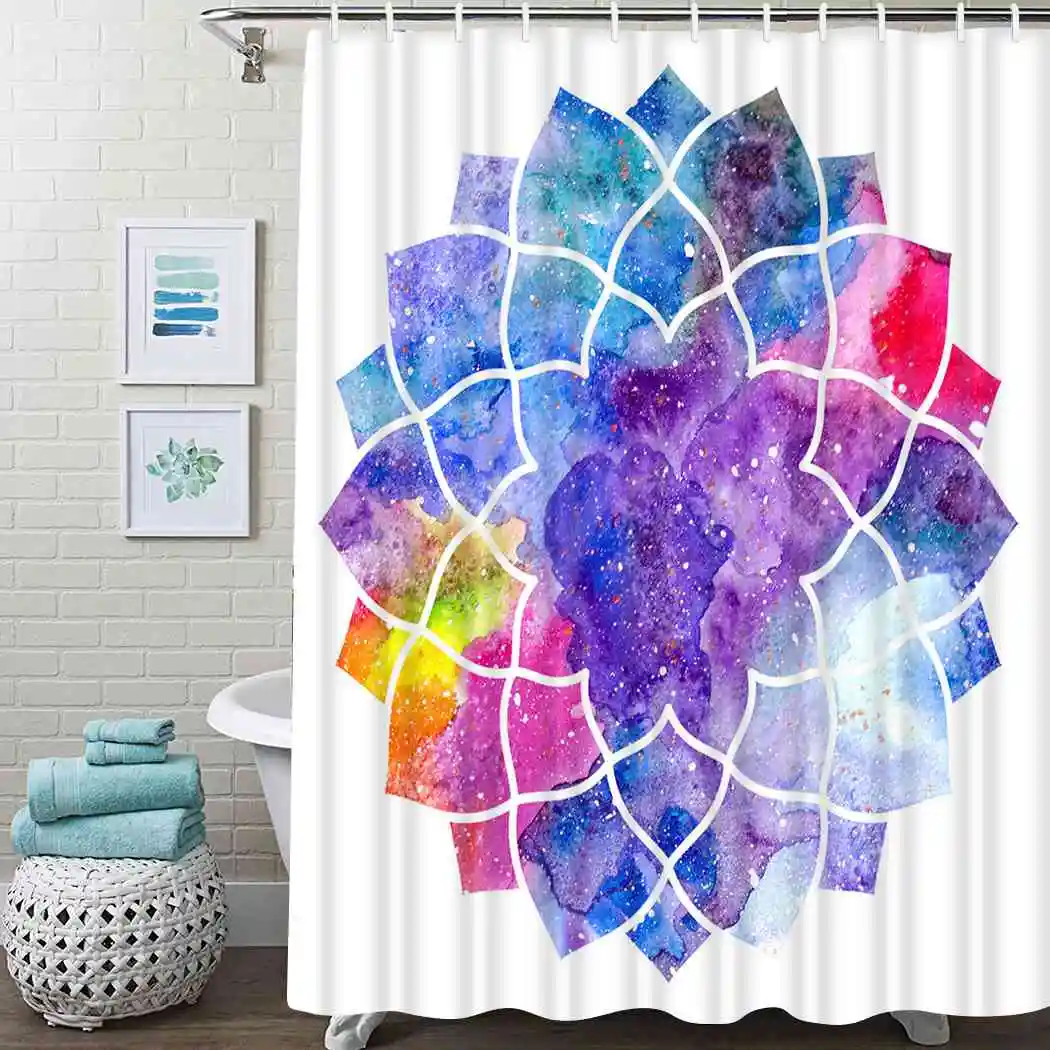 

Chakra Shower Curtain Abstract Man Mandala Shower Curtain Waterproof Fabric For Bathroom Decor Shower Curtains Set with Hooks