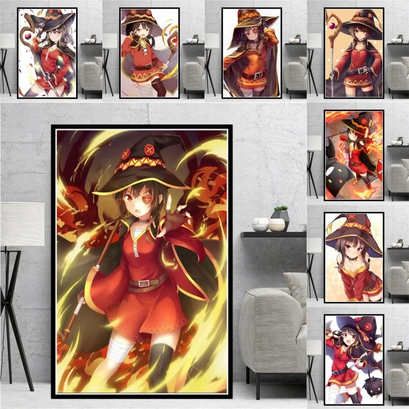 Постеры для печати KonoSuba MEGUMIN Cute Girl японский аниме подарок чернильная Картина на