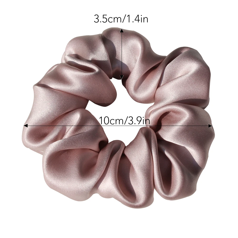 100% Pure Mulberry Silk Large Scrunchies Rubber Bands Hair Ties Gum Elastics Ponytail Holders for Women Girls 16 Momme 3.5CM images - 6