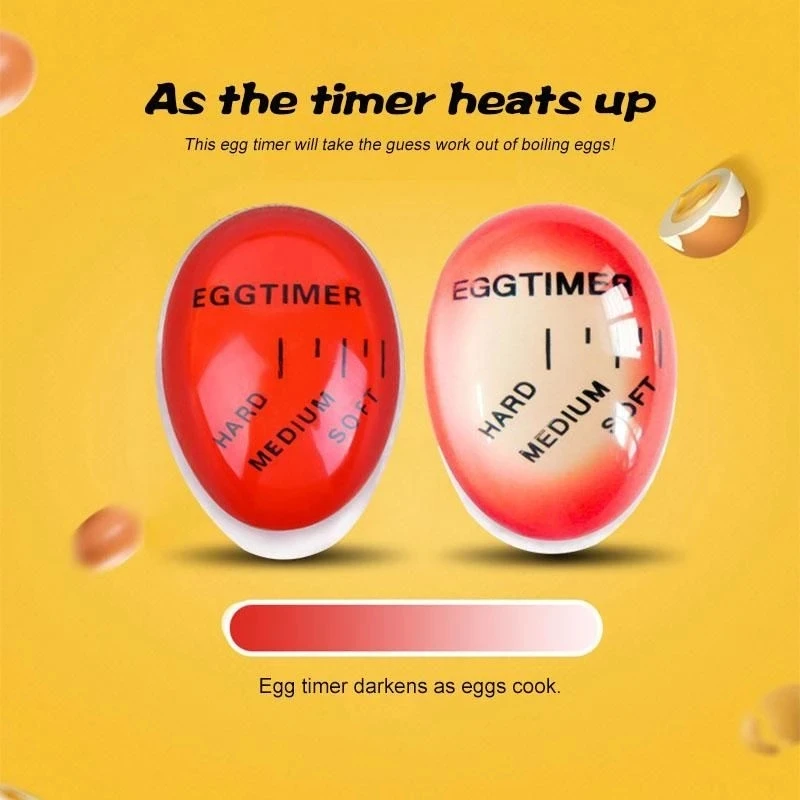 

Color Changing Timer for Boiling Eggs Yummy Soft Hard Boiled Egg Cooking Resin Red Timer Temperature Kitchen Helper Eco-Friendly