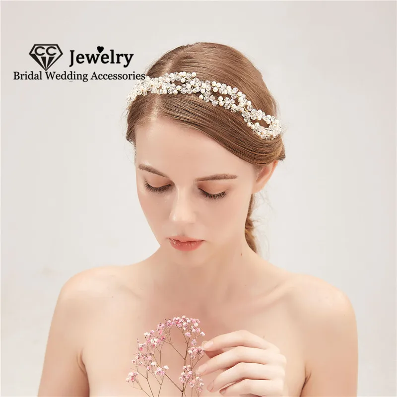 

CC Bridal Hairbands Wedding Accessories Engagement Hair Ornaments Women Hairwear 100% Handmade Headpiece Crystal Headbands HS142