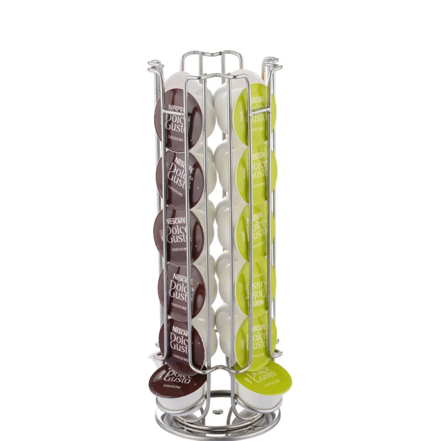 

12pcs 24Cups Rotatable Coffee Pod Holder For Dolce Gusto Capsule Display Capsule Rack Stainless Steel Tower Stand Storage Shelve