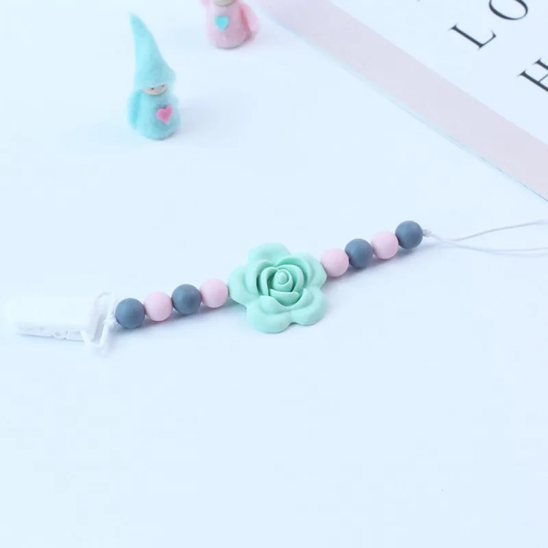 Baby Pacifier Chain Holder Clip Infant Strap Dummy Beads Soother Nipple Hold Teething Flower | Мать и ребенок