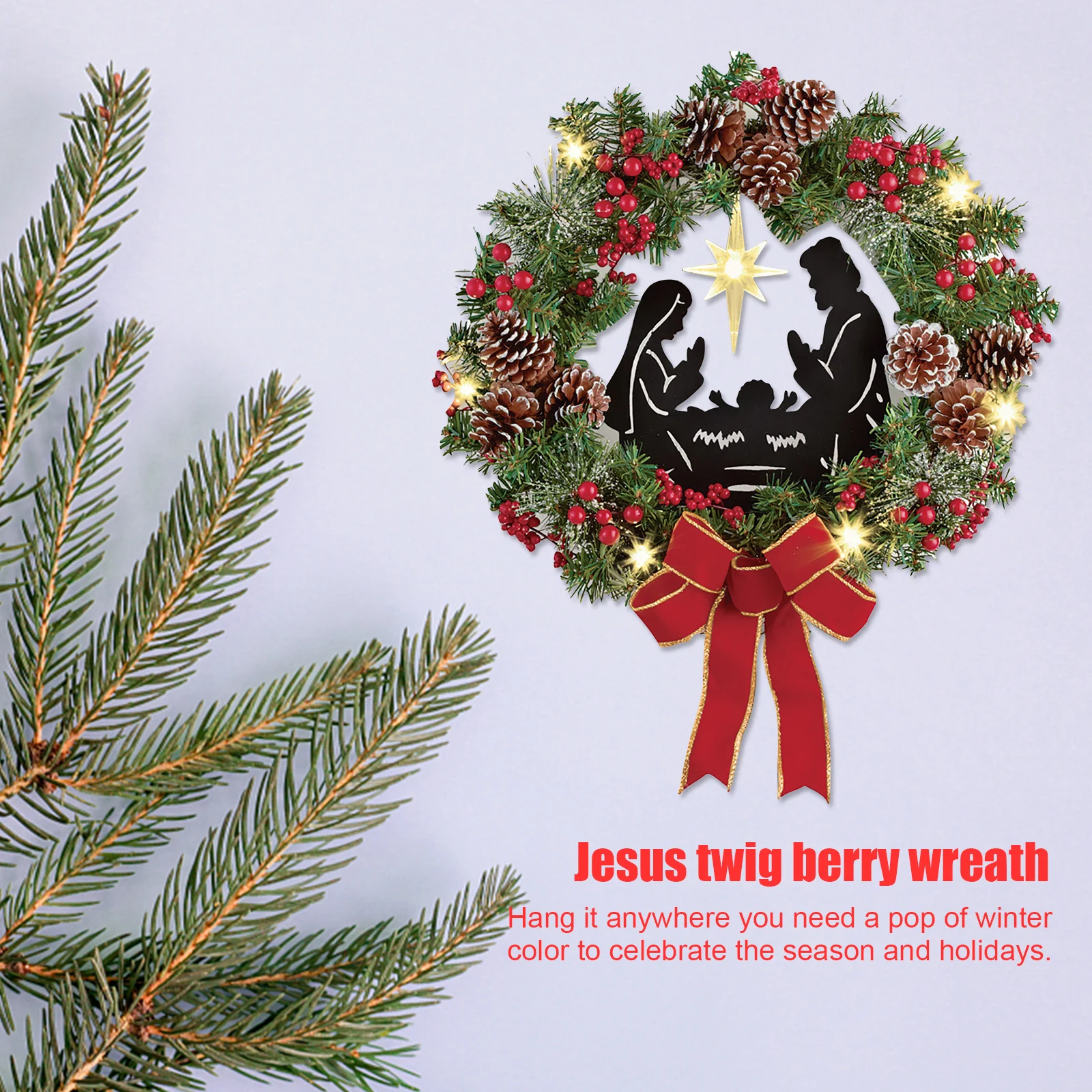 

Christmas Wreaths with Light Exquisite Hanging Garland Ornament Wall Door Decoration Window Gift Graft Home Supplies