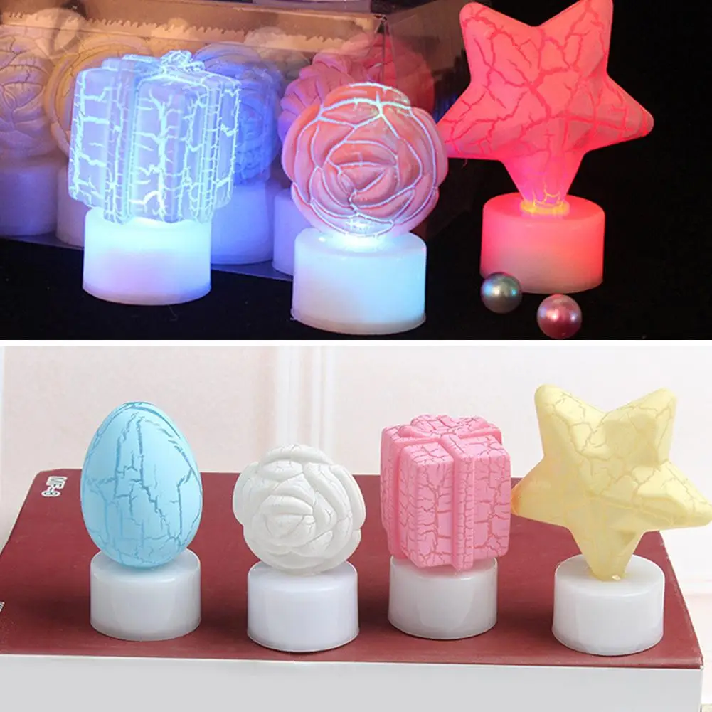 1 шт. 3D ночник мини Звезда яйцо трещина мигающий свет светодиодный детские товары