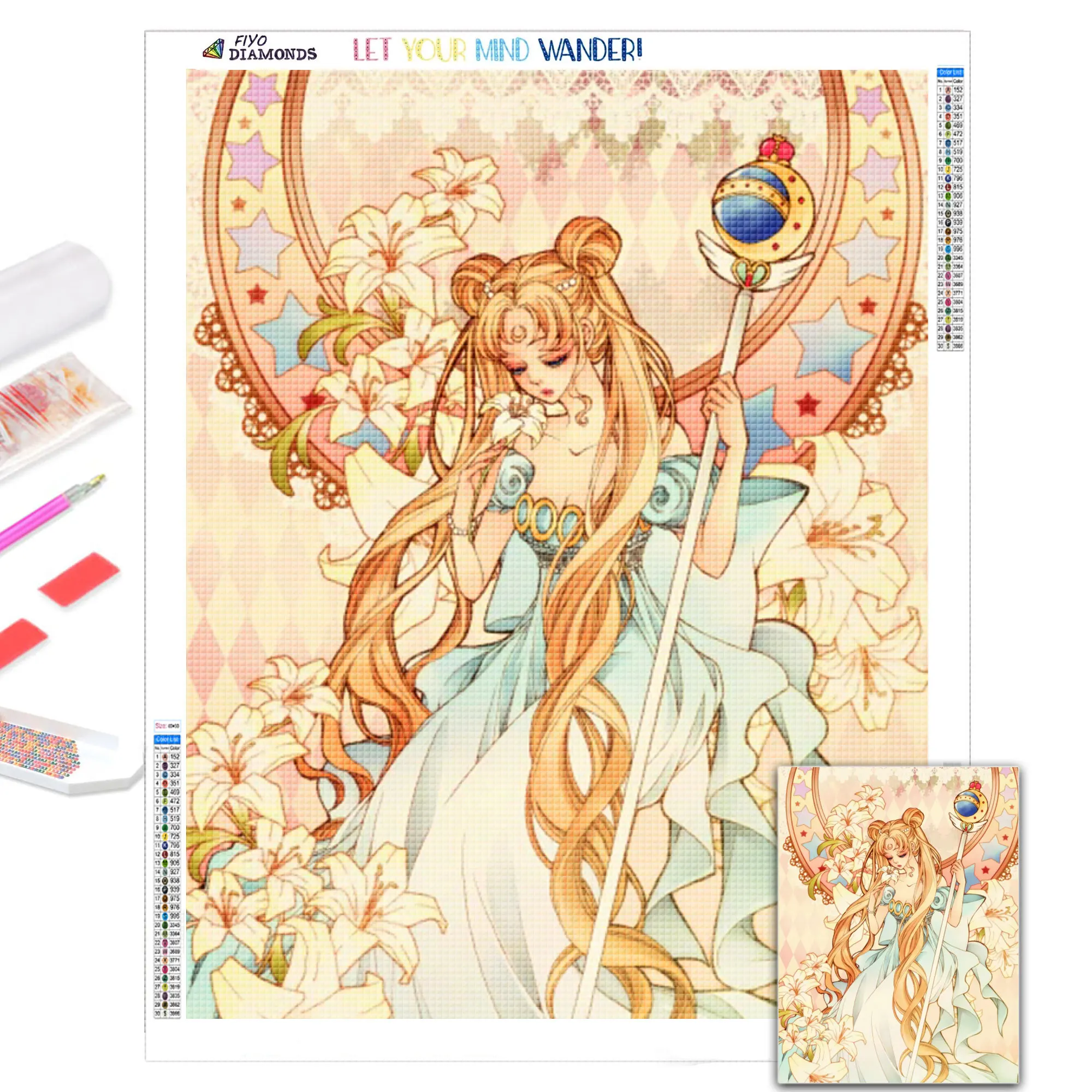 Картина для вышивки крестиком 5D из аниме древняя мультяшная девушка | Дом и сад