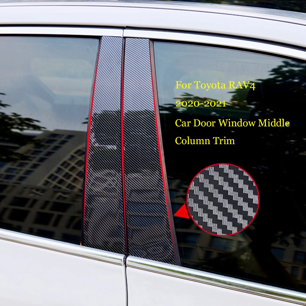 

Car Middle Column PC Window Trims Decoration B C Pillar Strip Protection Sticker For Toyota RAV 4 RAV4 2020 2021 Accessories