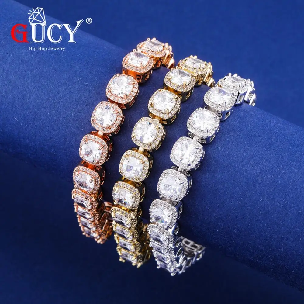 GUCY квадратные кубические циркониевые теннисные цепи высшего качества хип хоп