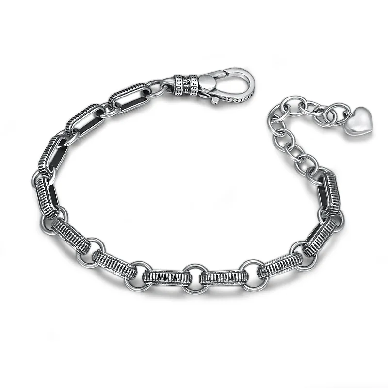 

Chain Bracelet Bangles For Women And Men 5mm Thick S925 Sterling Silver Square Bracelet Thai Silver Cool Fashion Fine Jewelry