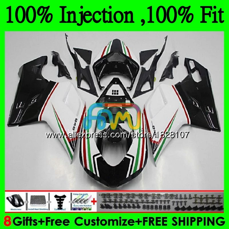 

848 1098 For DUCATI 848R 1098R White black 1198 07 08 09 10 11 70BS.31 1098S 848S R 1198S 2007 2008 2009 2010 2011 2012 Fairing