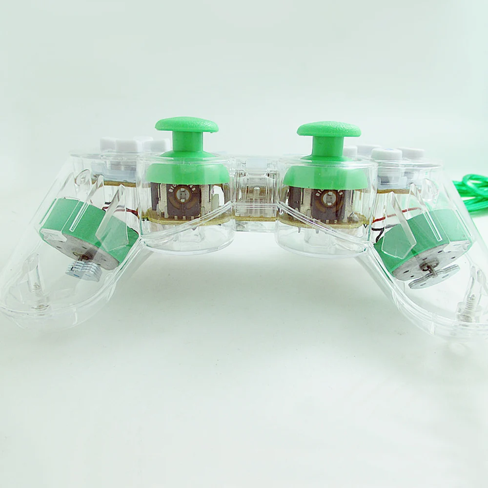 Прозрачный светодиодный проводной USB геймпад двойной вибрационный джойстик