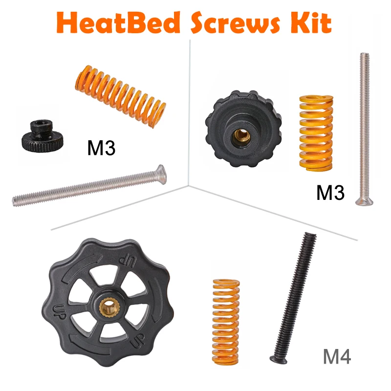 4PCS M3/M4 Heat Bed Leveling Spring Knob Parts 3D Printers Print Platform Screw  Nuts Calibration Accessories