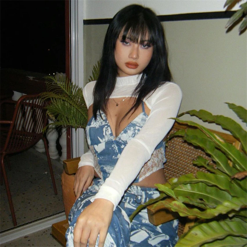 

Trendy Summer New Fashion Women's Tank Tops Sexy V Neck Printed Tie-up Neck Sling Camis Slim Patchwork Girls Crop Top Streetwear