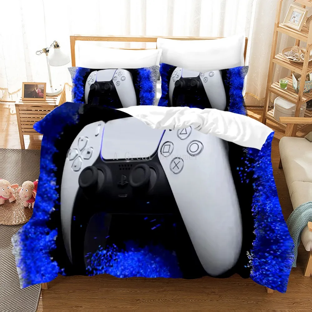 

Blue Game Console Series Bedding Set For Kids Boys Children Bedclothes Gamepad Comforter Bed Linens Cartoon Game Duvet Cover Set