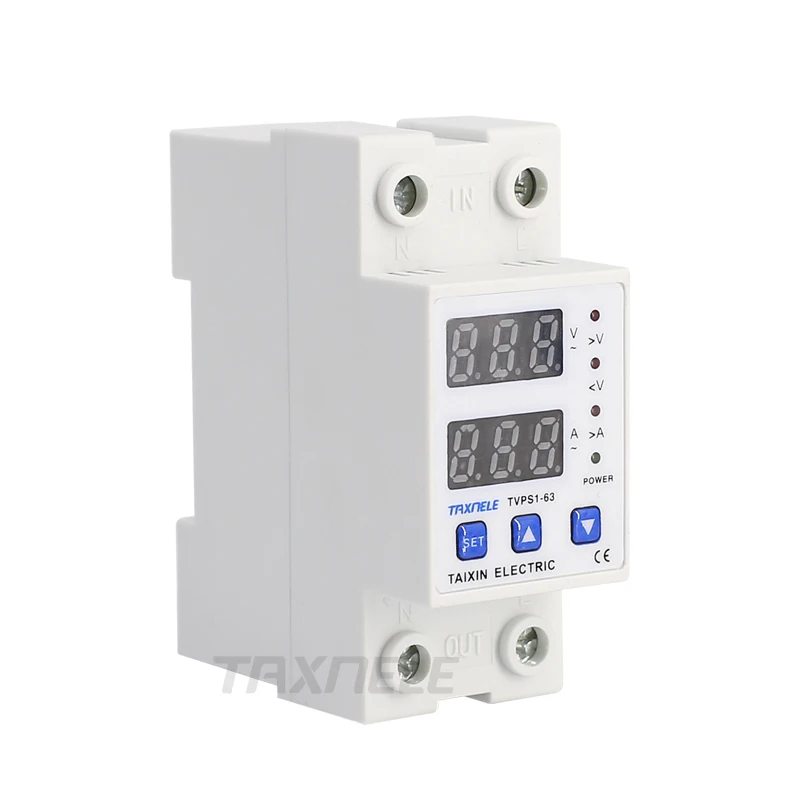 63A 230V din-рейка регулируемое перенапряжение и под напряжением защитное устройство предохранитель реле с защитой от перегрузки по току