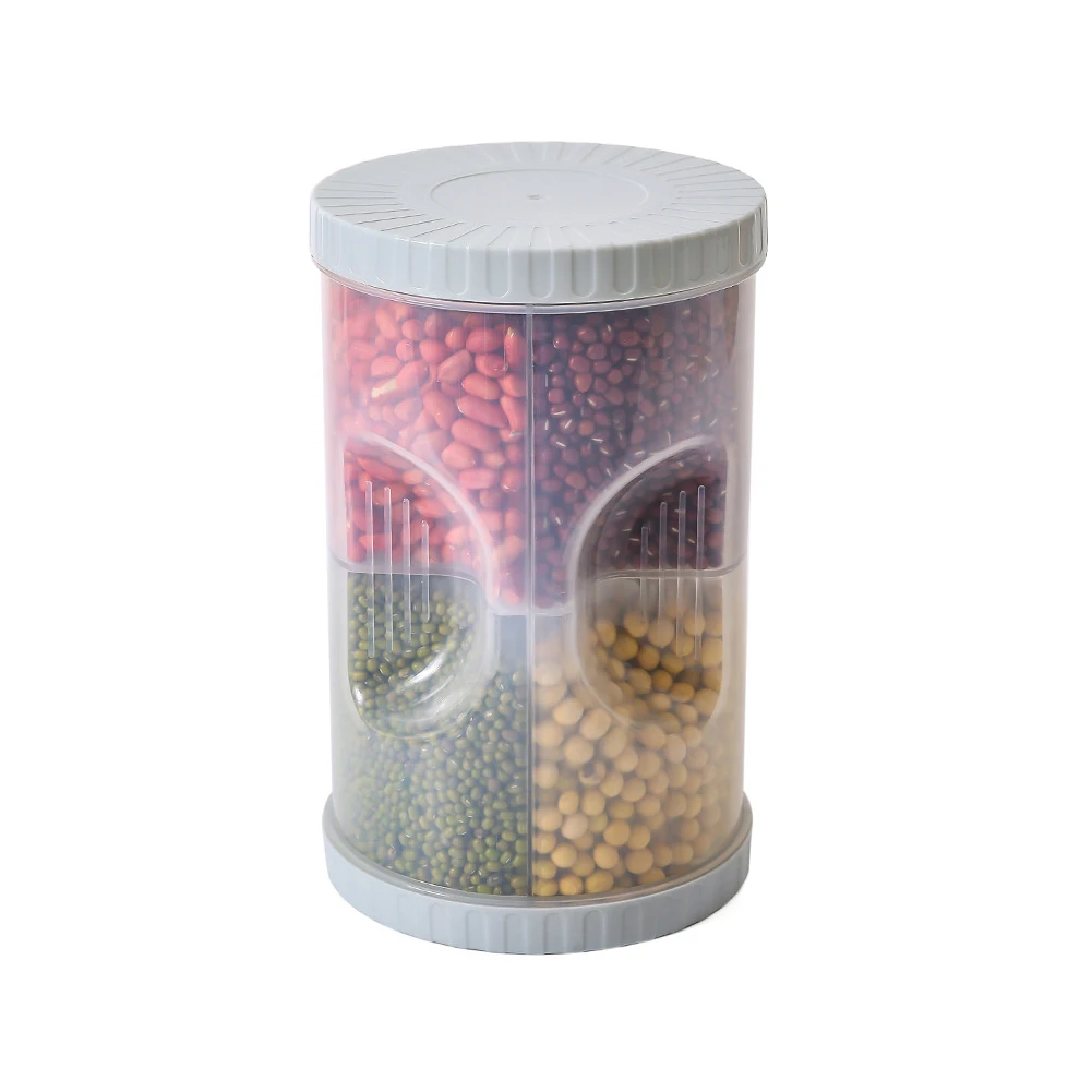

Food Storage Container with Airtight Rotary Lid 4-Compartment for Flour, Cereal, Sugar(2.5L)