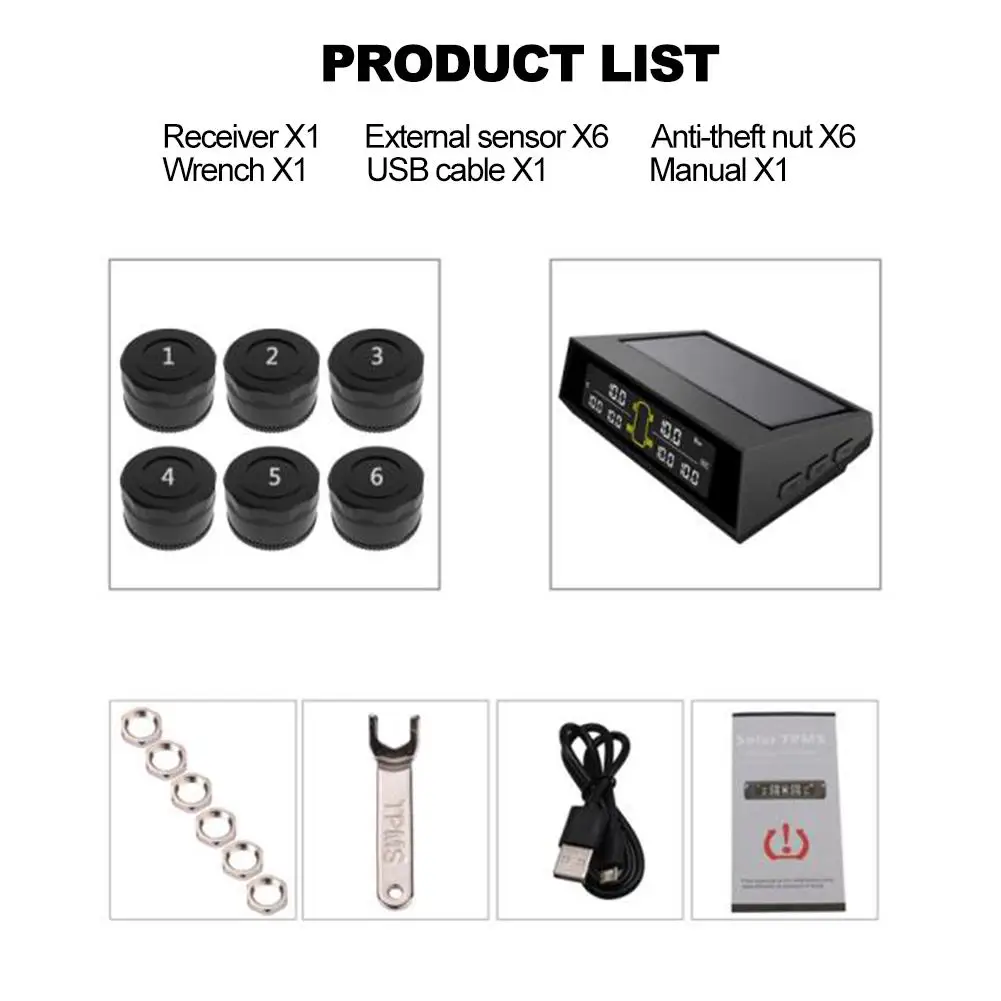 6-колесный Грузовик Автобус Солнечная Беспроводная система контроля давления в