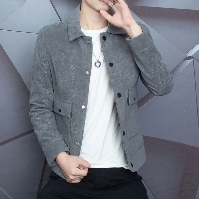 

Business Smart Casual Mens Jacket Spring Autumn Vintage Plaid Coat Pocket Slim Long Sleeve Outerwear Fashion Men Cargo Jackets