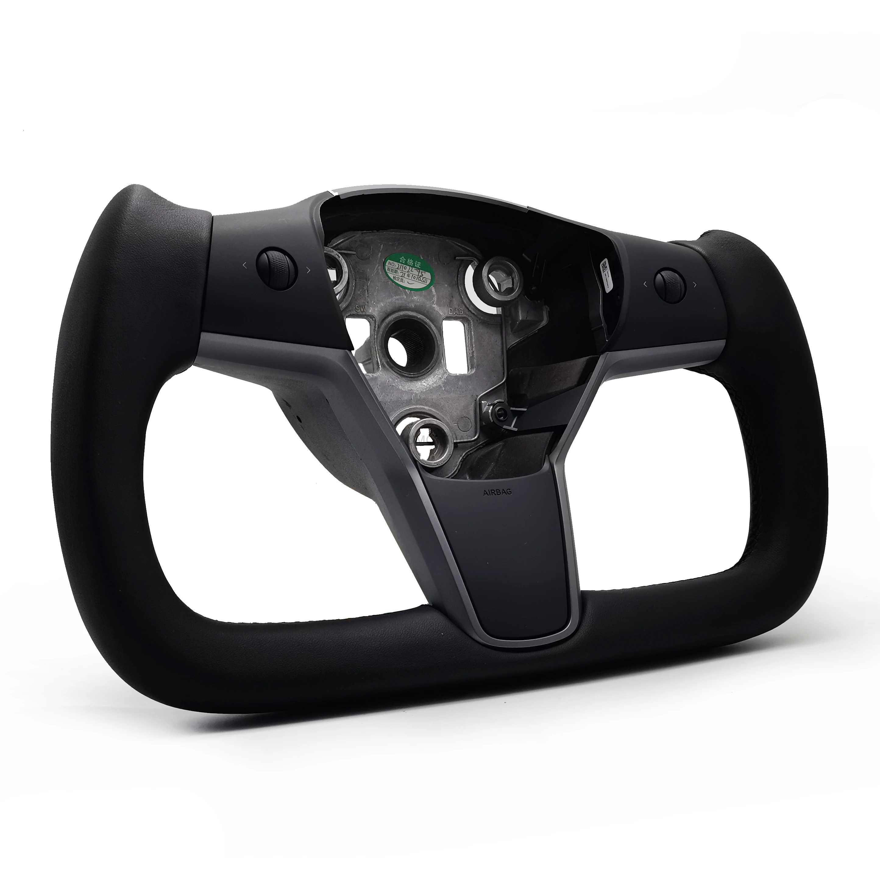 

Plaid Style Yoke Steering Wheel For Tesla Model 3 Model Y Full Leather