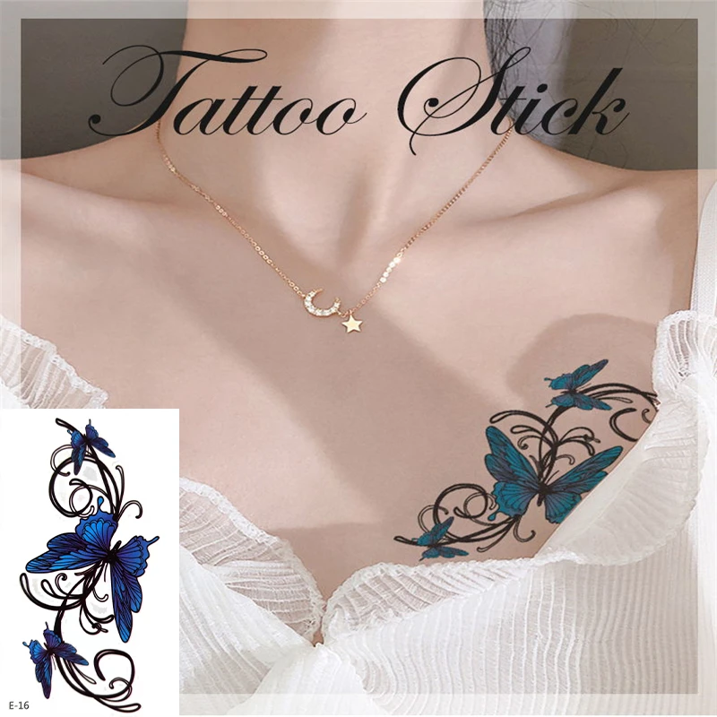 2Pcs Waterproof Temporary Tattoo For Women Butterfly Flash Tattoo Gesture Totem Sexy Fake Tattoos And Body Art Man Arm Leg Back