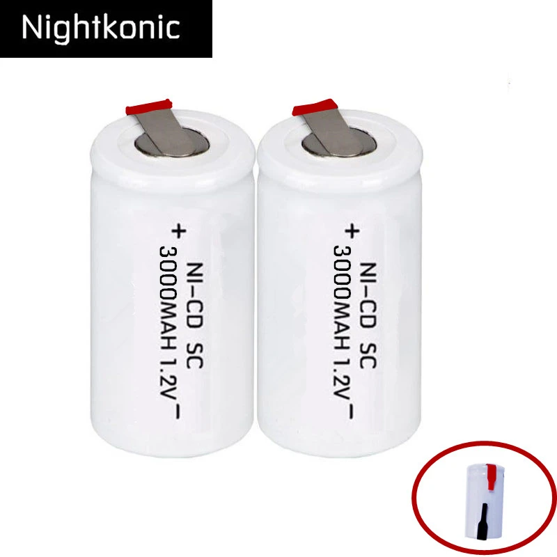 NIGHTKONIC 3000mAh SC Аккумулятор Перезаряжаемый subc аккумулятор замена 1,2 v NI-CD с вкладкой
