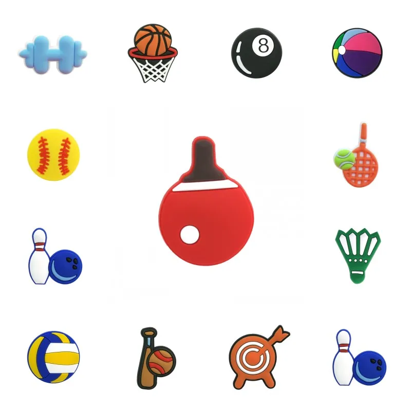 Броши из ПВХ для футбола, баскетбола, волейбола, бадминтона, стола, теннис; Бейсбол, бильярда, боулинга, Значки для одежды, булавки на лацкан, 1 шт.