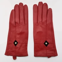 gours genuine leather gloves for women winter keep warm red real goatskin leather gloves super discount clearance sale kcl