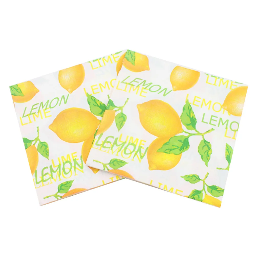 Новый 20 штук лимонов Одежда с цветочным принтом здоровый салфетка для декупажа