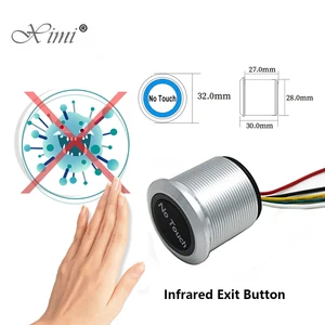 Кнопка для выхода из нержавеющей стали, IP68, 304 дюйма, без касания, с инфракрасным датчиком