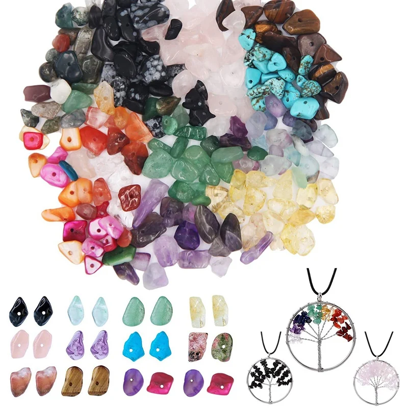

1323Pcs Irregular Gemstone Beads Kit with Spacer Beads Lobster Clasps Elastic Jump Rings for DIY Jewelry Making Supplies