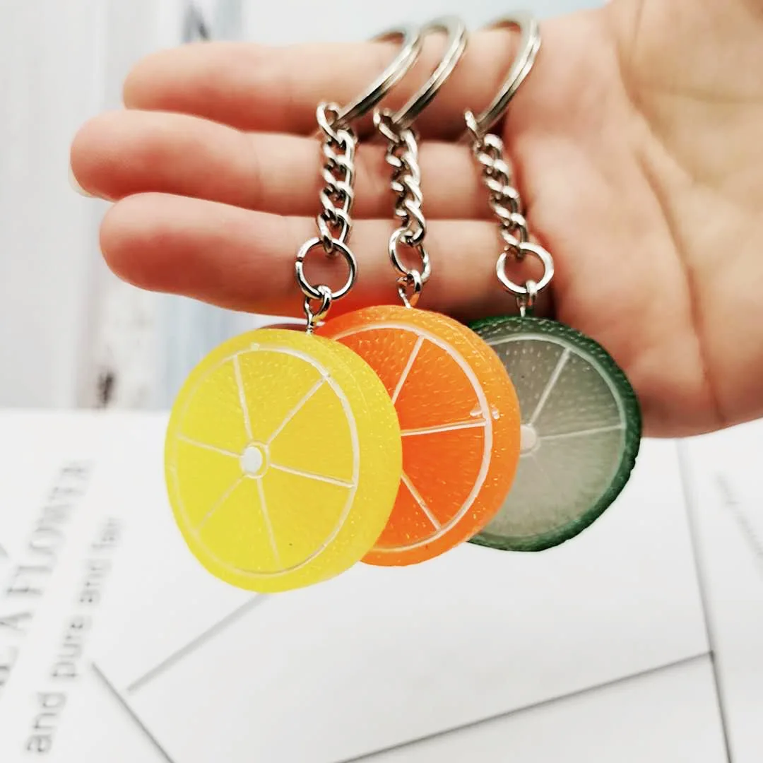 

New Simulation Lemon Slice Keychain Fresh Fruit Apple Apple Key Chain Charm Lucky Bag Pendant Accessories Keyring Kids Gifts